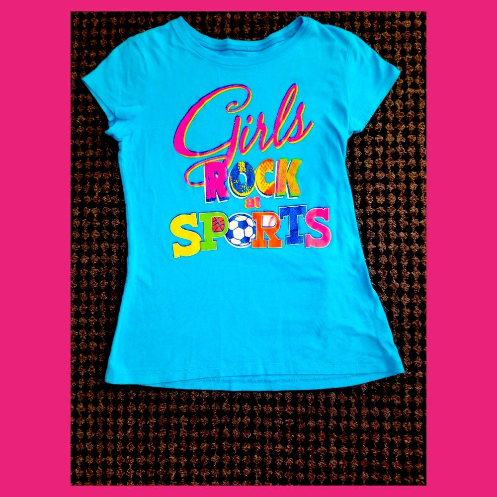 GIRLS ROCK AT SPORTS Girl’s Sporty Neon Logo Kids T-shirt